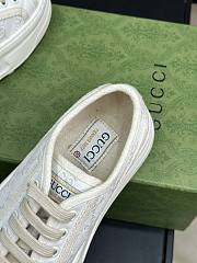 Fortok Gucci Tennis 1977 Trainers Off White Canvas With GG Embroideries - 3