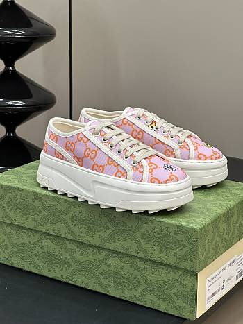 Fortok Gucci Sneakers Pink And Orange GG Canvas Jacquard