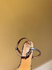 Fortok Fendi Delfina Brown Fabric High-heeled Sandals - 5