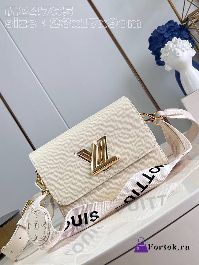 Fortok Louis Vuitton Twist MM Bag White M24765 23x17x9cm - 1