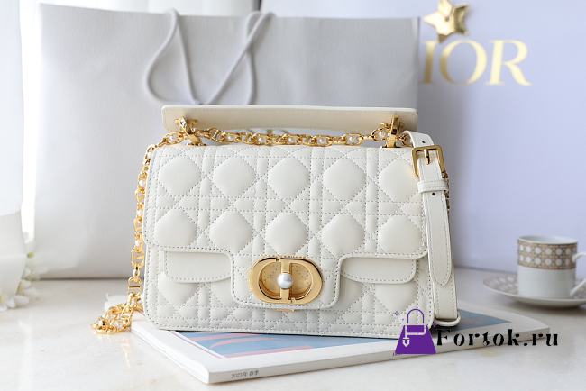Fortok Dior Jolie Top Handle Bag White 22x14x8cm  - 1