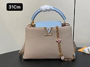 Fortok Louis Vuitton Capucines BB Bag Beige/Light Blue Floral Padlock M48865 27x18x9cm - 1