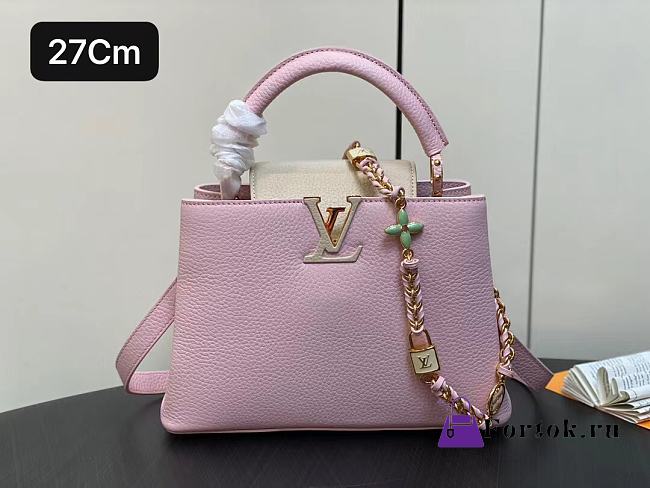 Fortok Louis Vuitton Capucines BB Bag Pink & Beige Floral Padlock M23950 27x18x9cm - 1