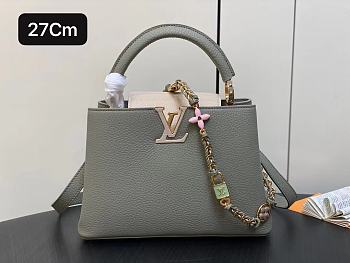 Fortok Louis Vuitton Capucines BB Bag Grey & Beige Floral Padlock M23950 27x18x9cm