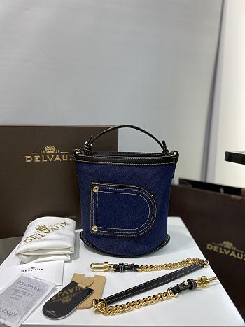 Fortok Delvaux Pin Bucket Denim Bag 20x10x20cm