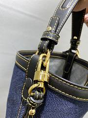 Fortok Delvaux Pin Bucket Denim Bag 20x10x20cm - 5