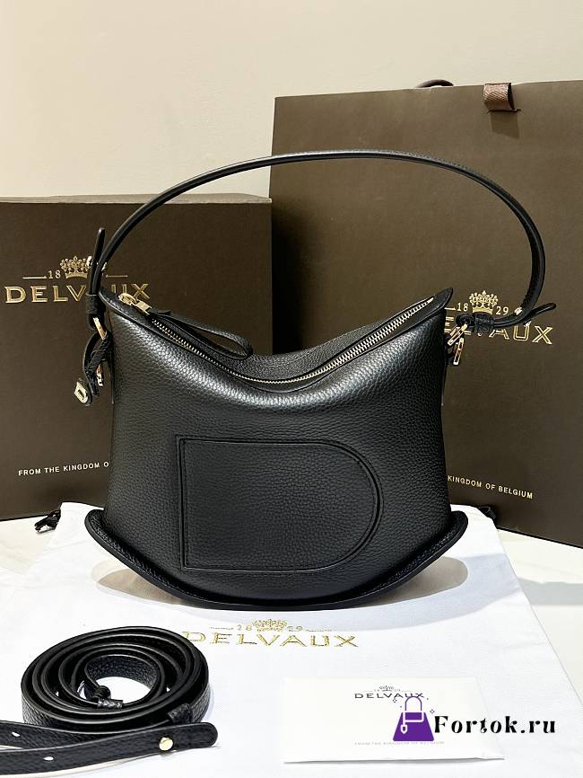 Fortok Delvaux Pin Swing Bag in Black 29x9x20cm - 1