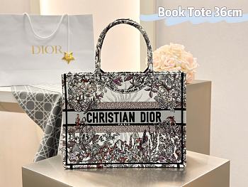 Fortok Dior Book Tote Flower Embroidery 36x28x16cm