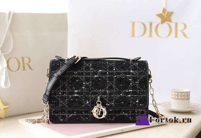Fortok Dior Miss Bag Black Cannage Tweed 24x14x7.5cm - 1