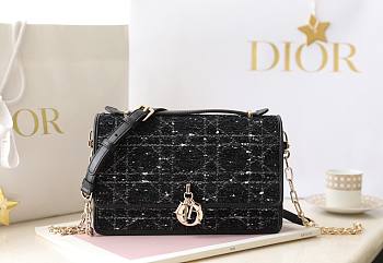 Fortok Dior Miss Bag Black Cannage Tweed 24x14x7.5cm