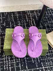 Fortok Gucci Thong Sandals With Horsebit Purple Rubber - 1