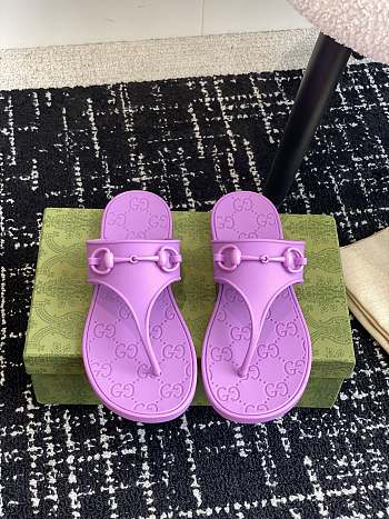 Fortok Gucci Thong Sandals With Horsebit Purple Rubber