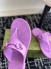 Fortok Gucci Thong Sandals With Horsebit Purple Rubber - 5