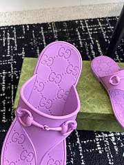 Fortok Gucci Thong Sandals With Horsebit Purple Rubber - 4