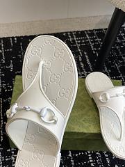 Fortok Gucci Thong Sandals With Horsebit White Rubber - 4