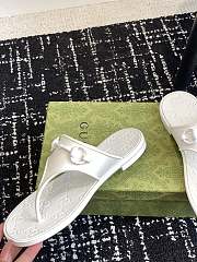 Fortok Gucci Thong Sandals With Horsebit White Rubber - 6