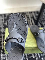 Fortok Gucci Thong Sandals With Horsebit Black Rubber - 6