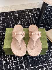 Fortok Gucci Thong Sandals With Horsebit Beige Rubber - 1