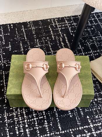 Fortok Gucci Thong Sandals With Horsebit Beige Rubber