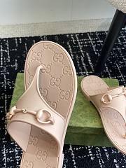 Fortok Gucci Thong Sandals With Horsebit Beige Rubber - 5