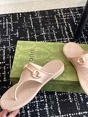 Fortok Gucci Thong Sandals With Horsebit Beige Rubber - 3