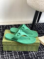 Fortok Gucci Thong Sandals With Horsebit Green Rubber - 5