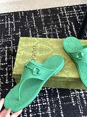 Fortok Gucci Thong Sandals With Horsebit Green Rubber - 3