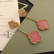 Fortok Van Cleef & Arpels Four-leaf Clover Double Flower Earrings Red/Pink - 6