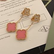 Fortok Van Cleef & Arpels Four-leaf Clover Double Flower Earrings Red/Pink - 4