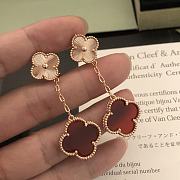 Fortok Van Cleef & Arpels Four-leaf Clover Double Flower Earrings Red/Pink - 2