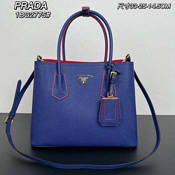 Fortok Prada Double Bag Dark Blue 33x25x14.5cm