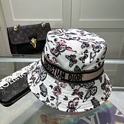 Fortok Dior D-Bobby Toile De Jouy Mexico Small Brim Bucket Hat White & Pink - 2