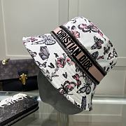 Fortok Dior D-Bobby Toile De Jouy Mexico Small Brim Bucket Hat White & Pink - 4