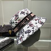 Fortok Dior D-Bobby Toile De Jouy Mexico Small Brim Bucket Hat White & Pink - 3