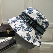 Fortok Dior D-Bobby Toile De Jouy Mexico Small Brim Bucket Hat White & Blue - 1