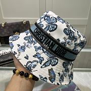 Fortok Dior D-Bobby Toile De Jouy Mexico Small Brim Bucket Hat White & Blue - 6