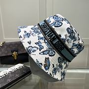 Fortok Dior D-Bobby Toile De Jouy Mexico Small Brim Bucket Hat White & Blue - 5