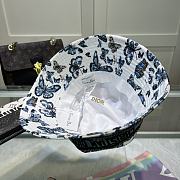 Fortok Dior D-Bobby Toile De Jouy Mexico Small Brim Bucket Hat White & Blue - 3