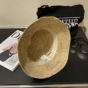 Fortok Celine Black/White Logo Woven Straw Hat - 6