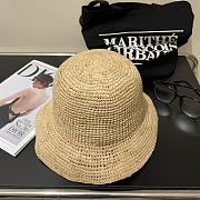 Fortok Celine Black/White Logo Woven Straw Hat - 5