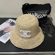 Fortok Celine Black/White Logo Woven Straw Hat - 4