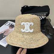 Fortok Celine Black/White Logo Woven Straw Hat - 3
