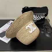Fortok Celine Black/White Logo Woven Straw Hat - 2