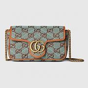 Fortok Gucci Mini Shoulder Bag Pale Blue and Brown GG Canvas 783141 16.5x9.5x4.5cm - 1