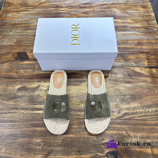 Fortok Dior Straw Sandals in Green - 1