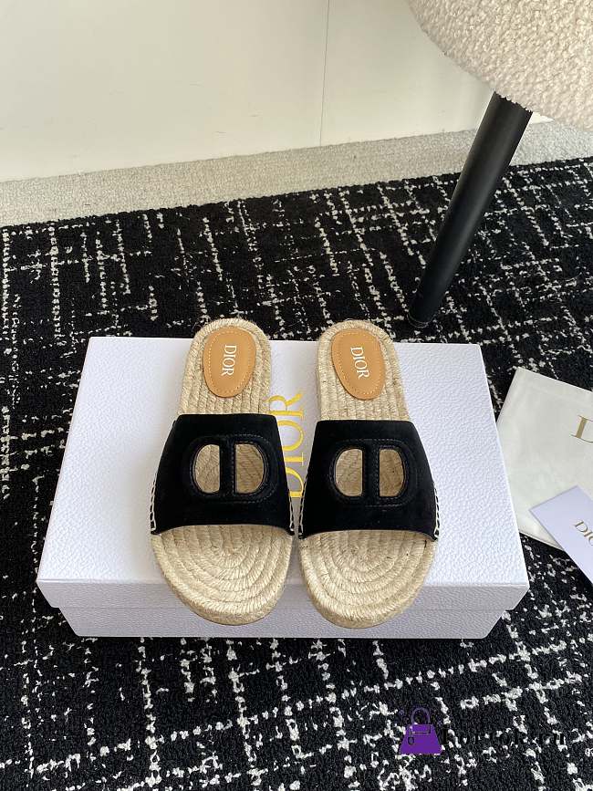 Fortok Dior Straw Sandals in Black - 1