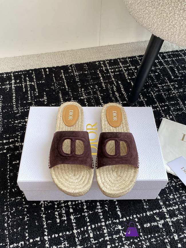 Fortok Dior Straw Sandals in Burgundy - 1
