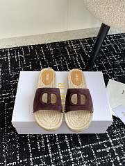 Fortok Dior Straw Sandals in Burgundy - 1