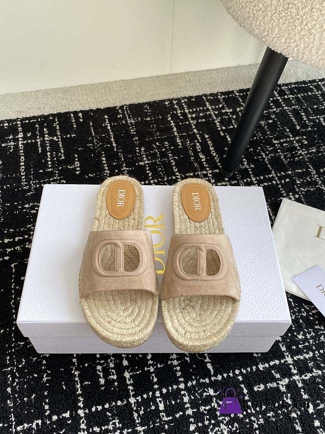 Fortok Dior Straw Sandals in Beige - 1