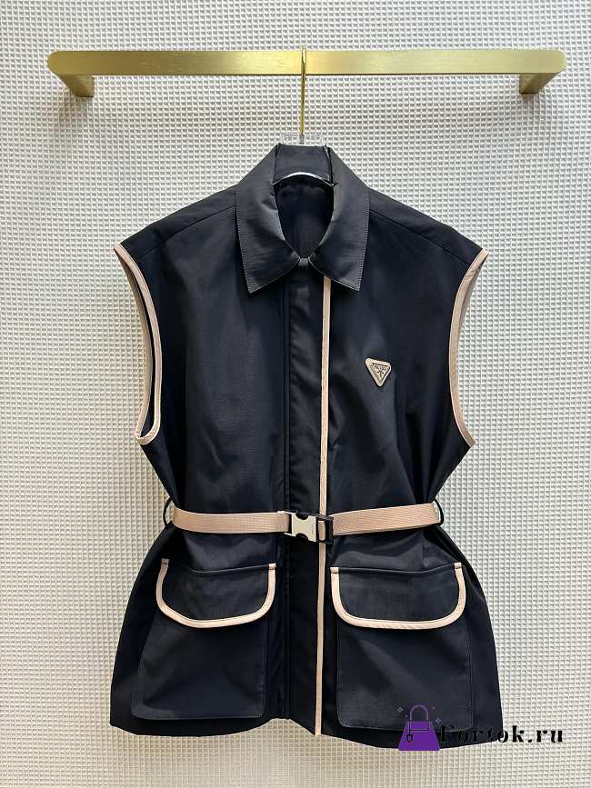 Fortok Prada Double-pocket Nylon Vest Jacket Black - 1